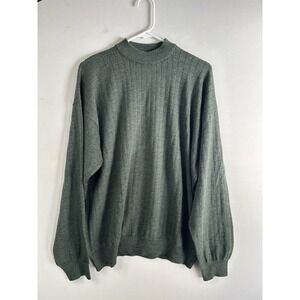 Vintage Neiman Marcus Italy Sweater LG Green Virgin‎ Wool Lightweight Crew Neck